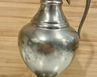 Vintage 1960s KMD Tiel Royal Holland Pewter Syrup Pitcher 6.75" Tall
