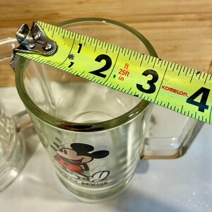 Vintage Set of 2 Mickey Mouse Handled Clear Glass Mug Stein Walt Disney image 9
