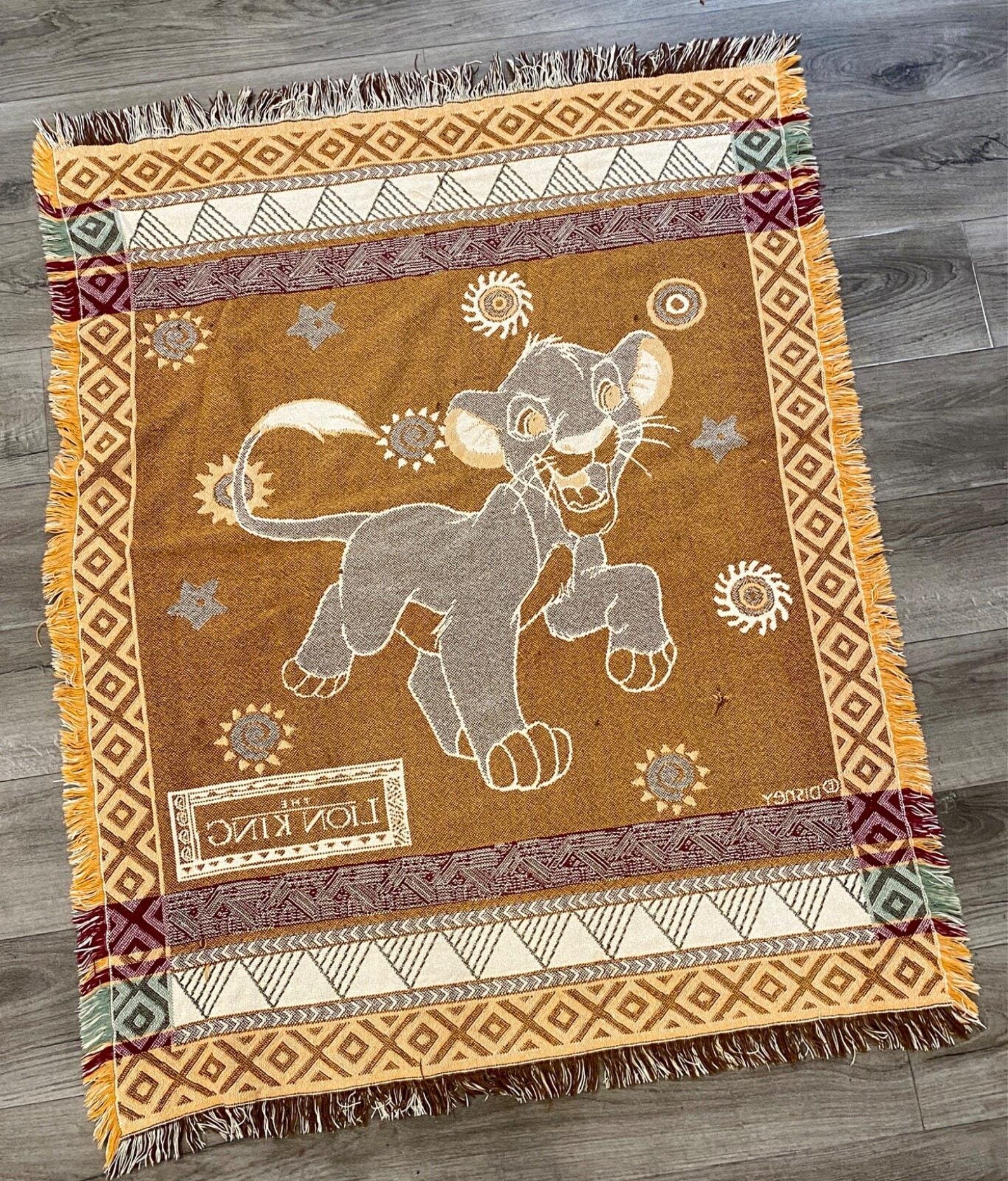 Vintage the Lion King Simba Woven Throw Blanket Disney Tapestry USA ...