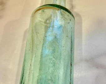 Botella antigua de vidrio de manganeso de la época victoriana de 1890, 18,25 cm de alto