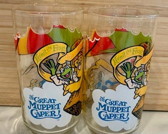 1981 McDonalds Muppets Glasses Set of 2 - Kermit Gonzo Fozzie - For Display Only
