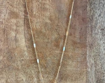 Handmade Open Heart Necklace Gold Tone Station Chain 18”