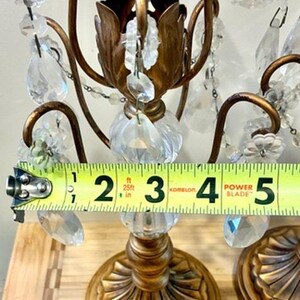 Vintage Pair Opulent Treasures Chandelier Rosette Candle Holders w Crystals image 11