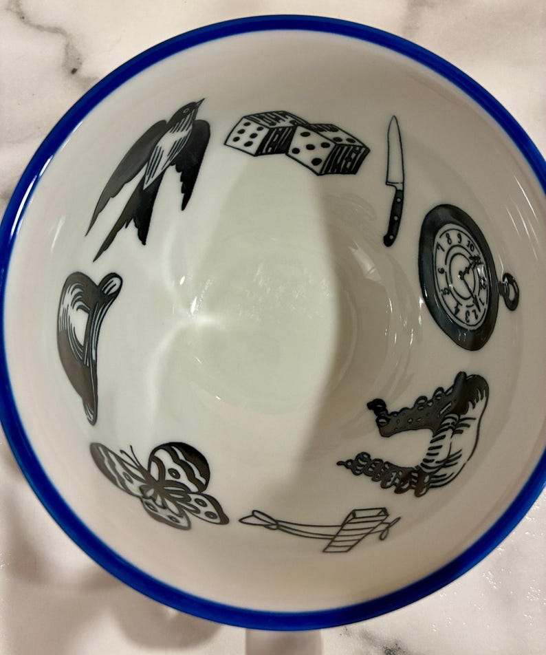 Taza de té blanca y azul con adivinación de la fortuna de Molly Hatch Fortuitous Anthropologie 2012 imagen 4