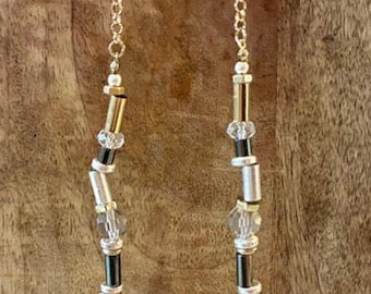 Collar vintage de los 90 estilo industrial grunge con cuentas de cristal y metal mixto, 66 cm (26 pulgadas)