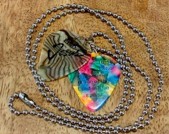 Handmade Pick Jesus Celluloid Guitar Pick Necklace 23” Romans 10:13