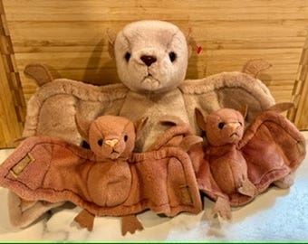 Lote de 3 peluches Ty Beanie Babies Batty Bat vintage de 1996 y 2000 - Sin etiquetas colgantes