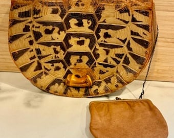 Bolso de mano vintage MCM LANCEL Paris France de piel sintética de carey con monedero