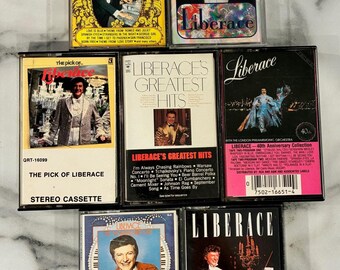 Lote de 7 fitas cassete vintage de Liberace Piano Easy Listening Music