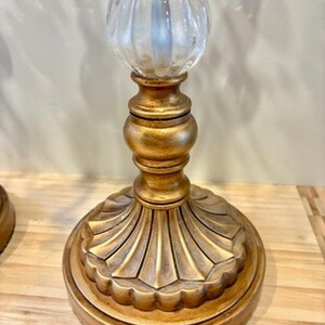 Vintage Pair Opulent Treasures Chandelier Rosette Candle Holders w Crystals image 6