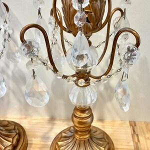 Vintage Pair Opulent Treasures Chandelier Rosette Candle Holders w Crystals image 2