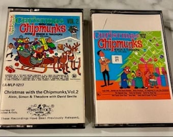 Christmas with the Chipmunks Cassette Lot Vol 1 & 2 Holiday Tapes