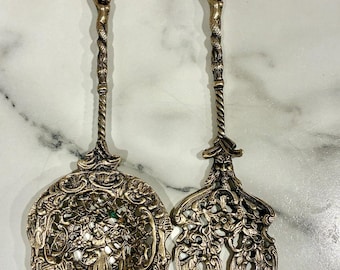 Vintage Montagnani Italy Cake Fork Server Set Renaissance Silverplate 10.5”