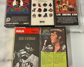 Elvis Presley Cassette Lot 5 Christmas Love Songs On Stage RCA Tapes