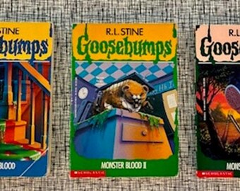 R.L. Stine Goosebumps Monster Blood Trilogy Book Lot #3 #18 #29 First Editions