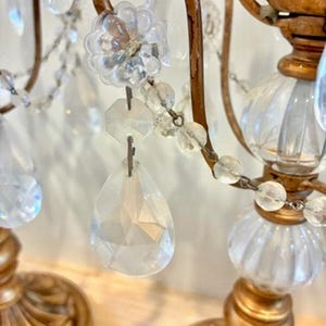 Vintage Pair Opulent Treasures Chandelier Rosette Candle Holders w Crystals image 5