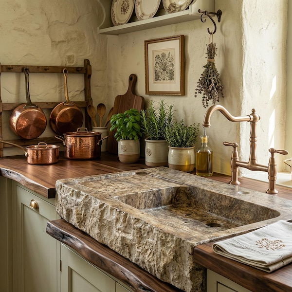 "Handgefertigtes Silber Travertin-Marmor Waschbecken - 30""Waschbecken mit roher Kante""