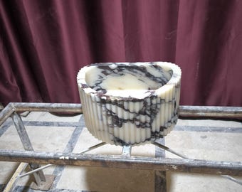 Artisan Calacatta Viola Marble Sink – Fluted Stone Vessel Basin