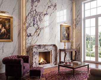Calacatta Viola Marble Fireplace Surround Handcrafted Natural Stone Mantel