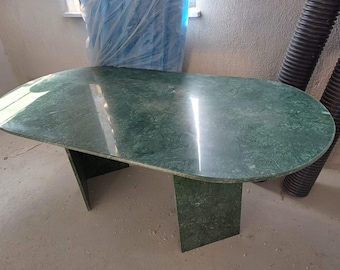 Verde Guatemala Marble Table – Oval Green Dining or Center Table, 170cm Sculptural Stone Piece