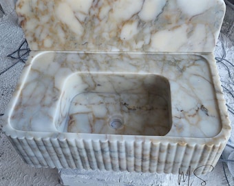 Calacatta Goldmarmor Waschtisch - Geriffeltes Steinbecken, moderner Luxus