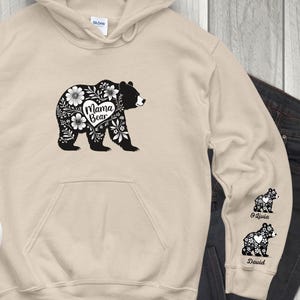 Mama Bear-hoody, gepersonaliseerde Family Bear-hoody, Mama Bear-sweater, gepersonaliseerde mama-sweater met kindernamen.