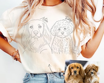 Custom Pet Line Art Shirt, Personalized Dog Portrait from Photo, Minimalist Pet Drawing Tee, Dog Mom Gift, Custom Pet Memorial Shirt