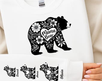 Personalisiertes Mama Bear Sweatshirt, Floral Family Matching Outfit