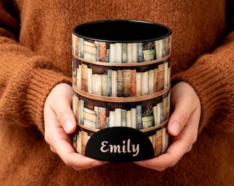 Personalized Bookish Coffee Mug for Book Lovers, cute mug, Reading Coffee Cup, Custom Name Mug, Reader Gift, Bookworm Mug