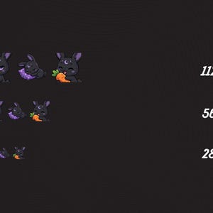 Moon Bunny Emotes Pack 35, Purple Black Kawaii Rabbit Celestial Witchy Chibi Stream Emotes PNG VTuber, Streamers, Instant Download image 5