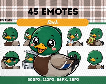 Mallard Duck Emotes Pack 45, Chibi Kawaii Wild Bird Duck Animal PNG for Streamers, Instant Download