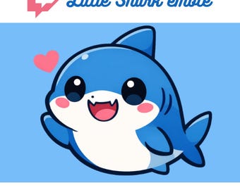Cute Shark Heart Emote, Kawaii Shark Chibi Emote for Stream & Channel Points, Digital File