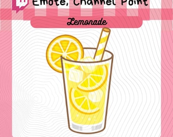 Limonade-emote en kanaalpunt, schattige kawaii-citroendrank, png-bestand voor streamers, digitaal bestand