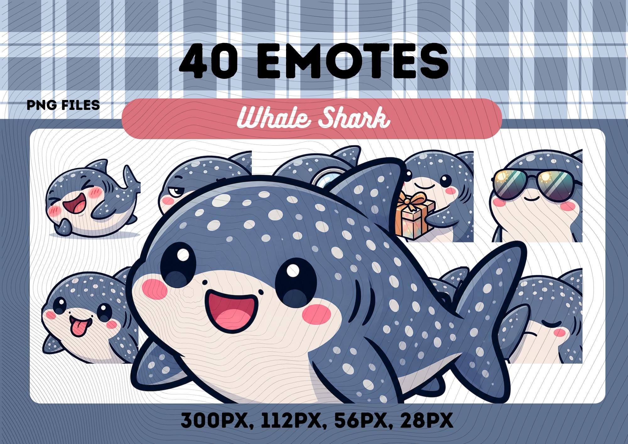 Ocean Emotes Whale Shark Emotes Pack 40, Chibi Whale Ocean Animal PNG for Streamers ...