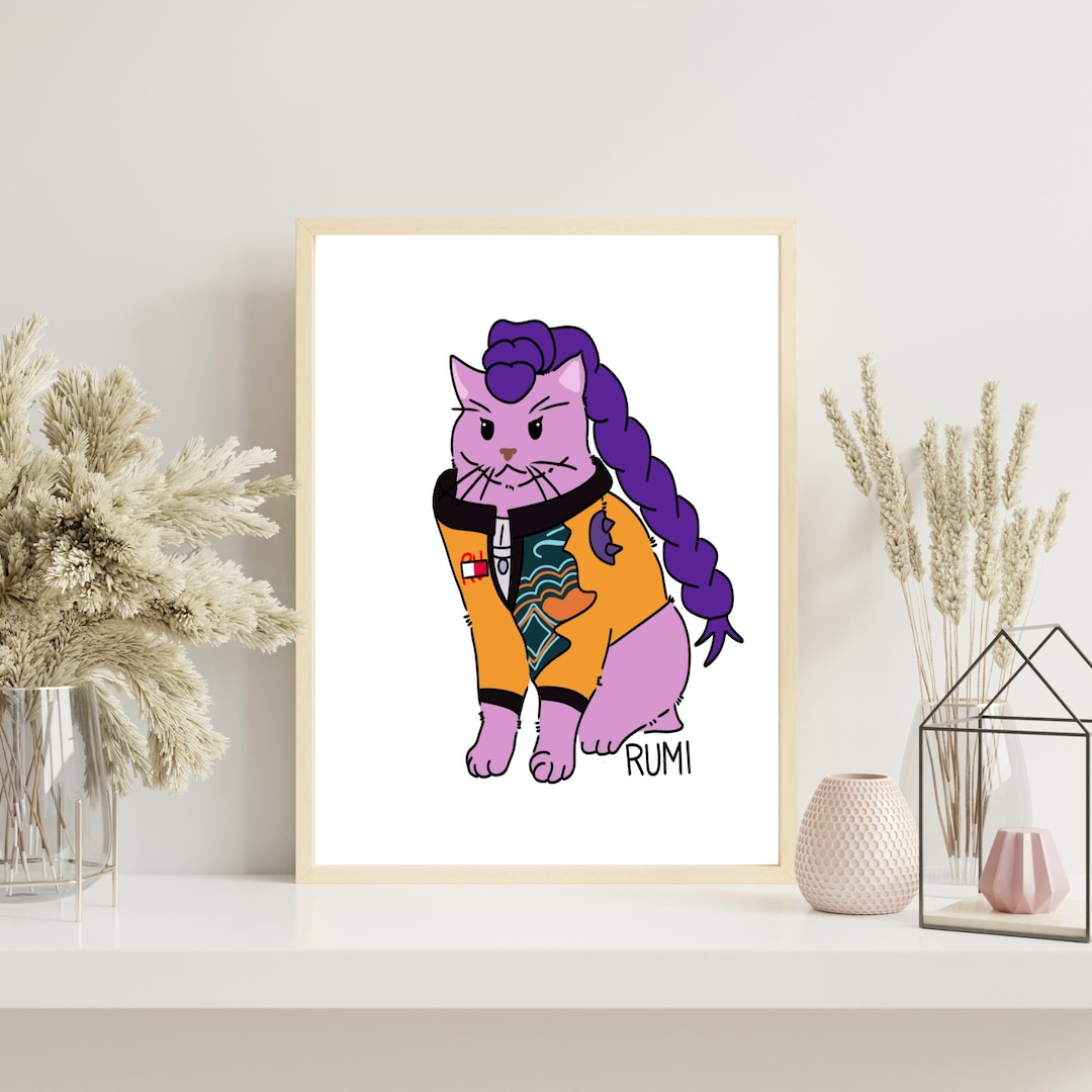 Rumi Cat Demon Hunter Anime Poster - Cute Kawaii Kpop Fan Art Digital ...