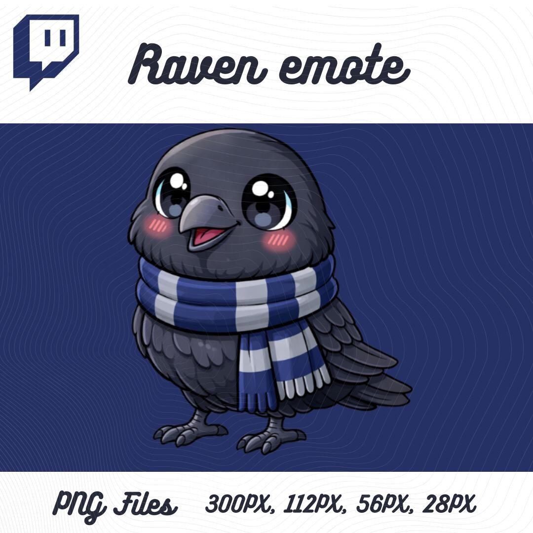Cute Raven Emote, Kawaii Chibi Raven Emote PNG for Streamers, Digital ...