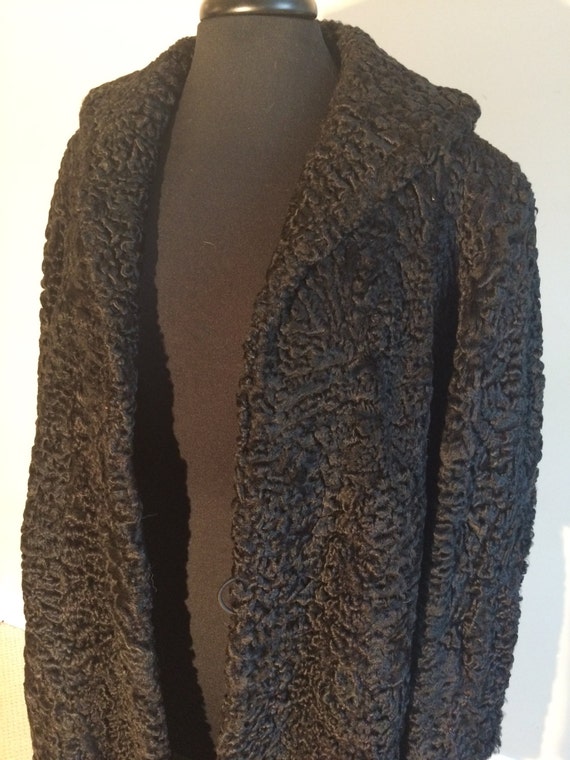 50's Black Long Wool Swing Coat
