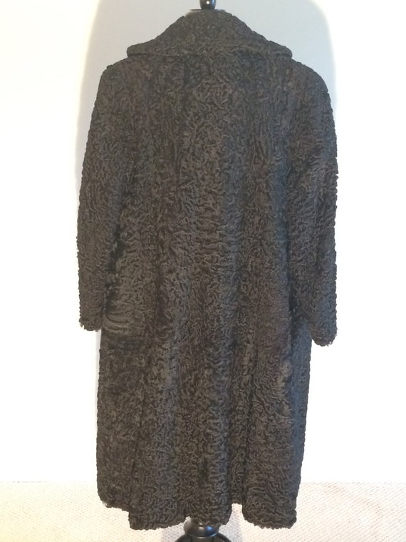 50's Black Long Wool Swing Coat - image 3