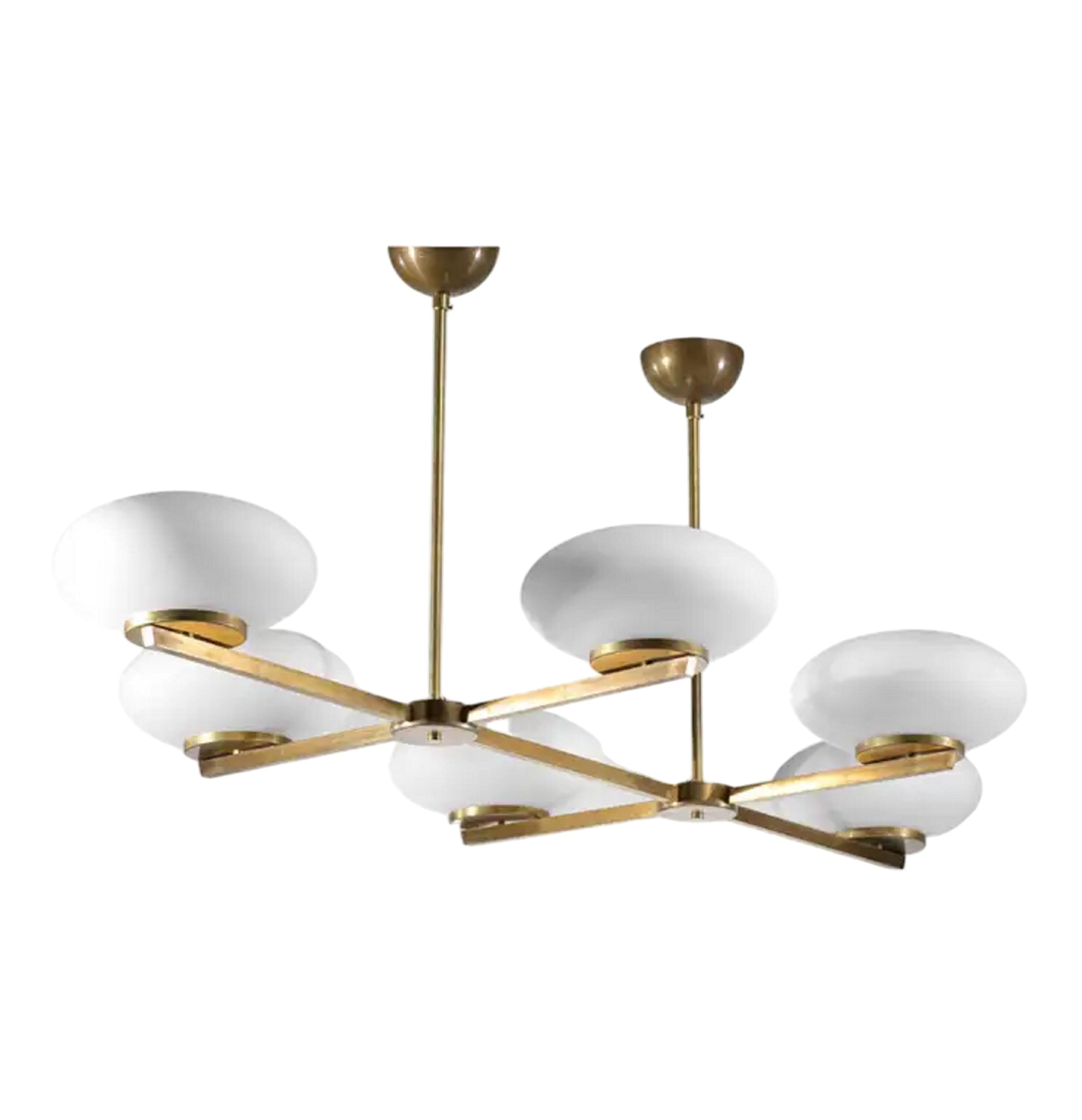 イタリア製ミッドセンチュリーモダン スプートニク シャンデリア: 真鍮