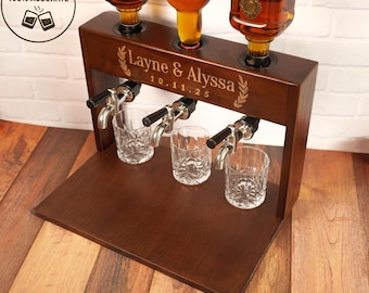 Dispenser di whisky in legno personalizzato, decanter per whisky, dispenser per liquori, regalo di Natale, regalo per lui, regalo di fidanzamento e matrimonio.