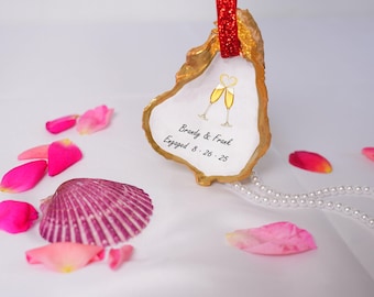 Oyster Shell Ornaments- Customizable Engagement Gift-Ocean-Inspired Home Décor-Just Married Gifts-Just Engaged Gifts-Christmas gift