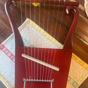 Handmade Rosewood 10 String Lyre Harp, King David Musical Instrument (Bag, Key, Extra Strings) image 2