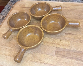 Vintage Monmouth Soup Bowls Set of 4 Brown Stoneware Cottagecore Fall Kitchen