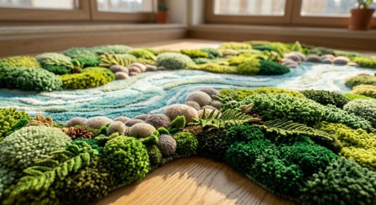 Moss Rug Handmade Tufted River Carpet – Biophilic Nature Decor Rug - Etsy