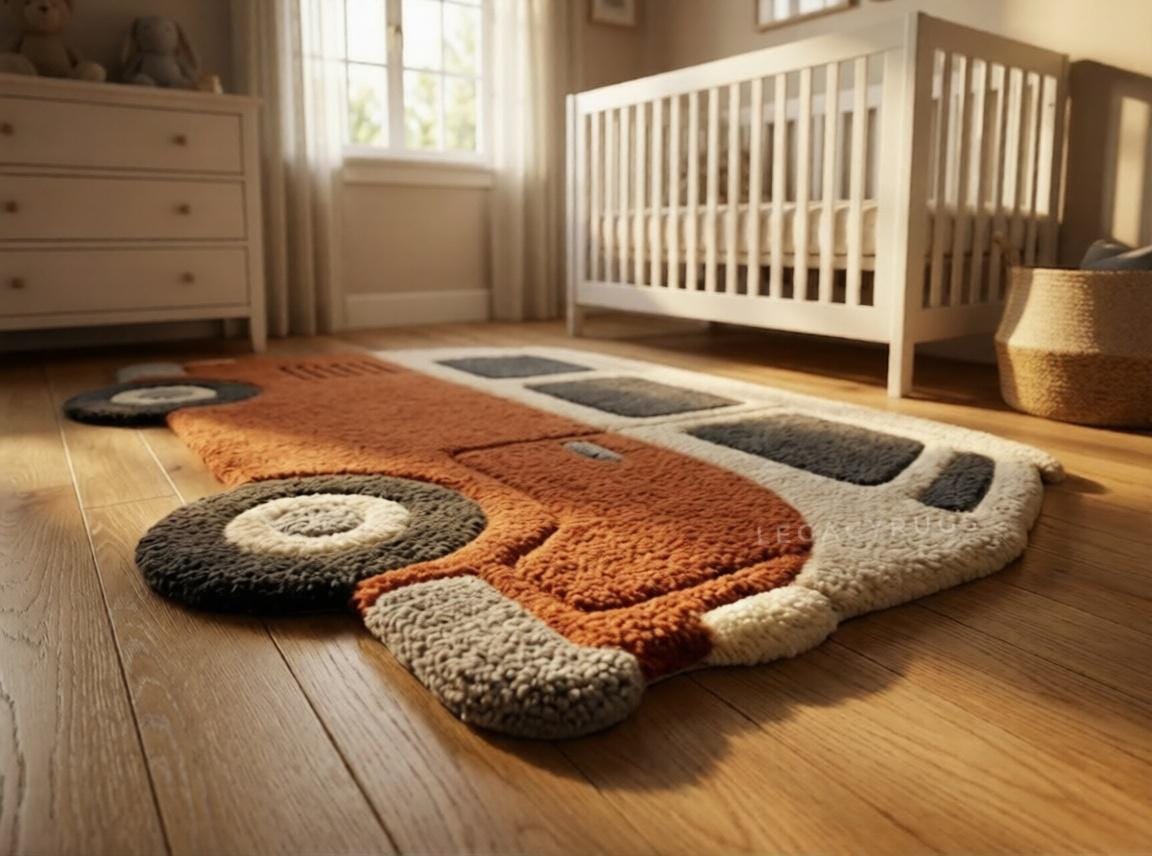 Kids Car Rug – Vintage Van Shaped Carpet for Boys Room Decor - Etsy