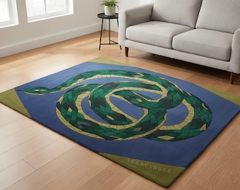 Snake Area Rug – Modern Serpent Design Floor Carpet, Unique Home Decor
