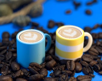 3D Printed Mini Latte Mug Fidget Keychain Clicker: Customizable Design