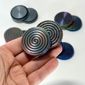 OG Flipster Magnetic Fidget Slider, 3D Printed Spiral | Dual-Sided Haptic Coin | Loud & Quiet Modes