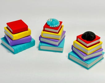 Enchanted Library Book Clicker Desk Toy with Cat, Dragon, or Mage Hat | 3D Printed