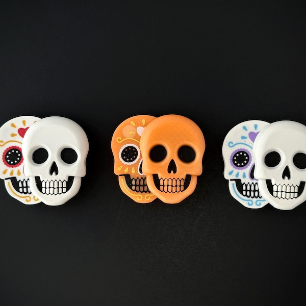Sugar Skull Magnetic Slider Fidget Toy | Glow in the Dark Halloween Theme